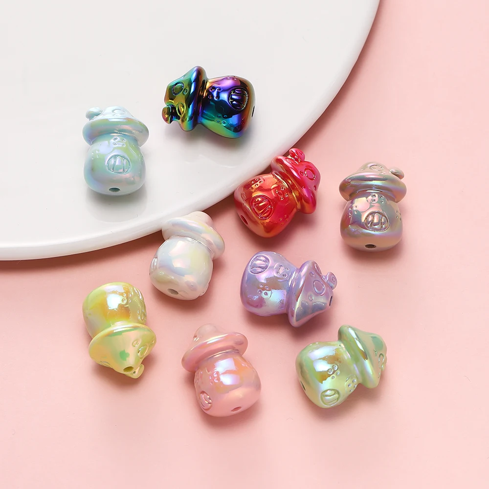 

2pcs Mushroom Acrylic Beads Flower Printing Loose Spacer Beads for Jewelry Making DIY Bracelet Necklace Craft Accessories