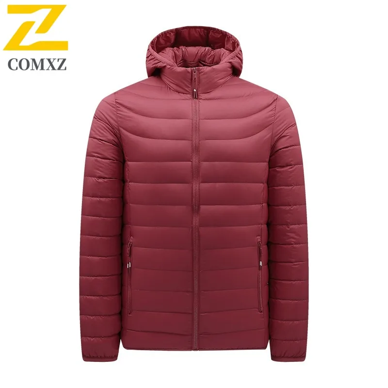 COMXZ Piumino con cappuccio da uomo Cappotto termico antivento impermeabile stile americano per sport all'aria aperta Inverno Streetwear 2025