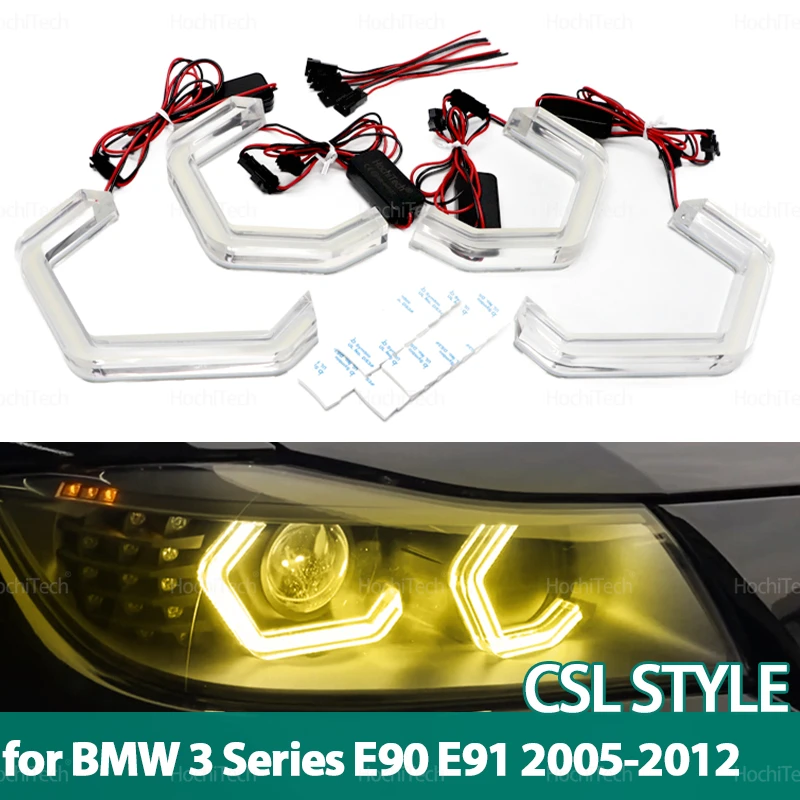 

Для BMW 3 серии E90 E91 2005-2012 лимонно-желтый CSL стиль M4 супер яркий светодиодный кольцо с ангельскими глазами белая лампа DRL