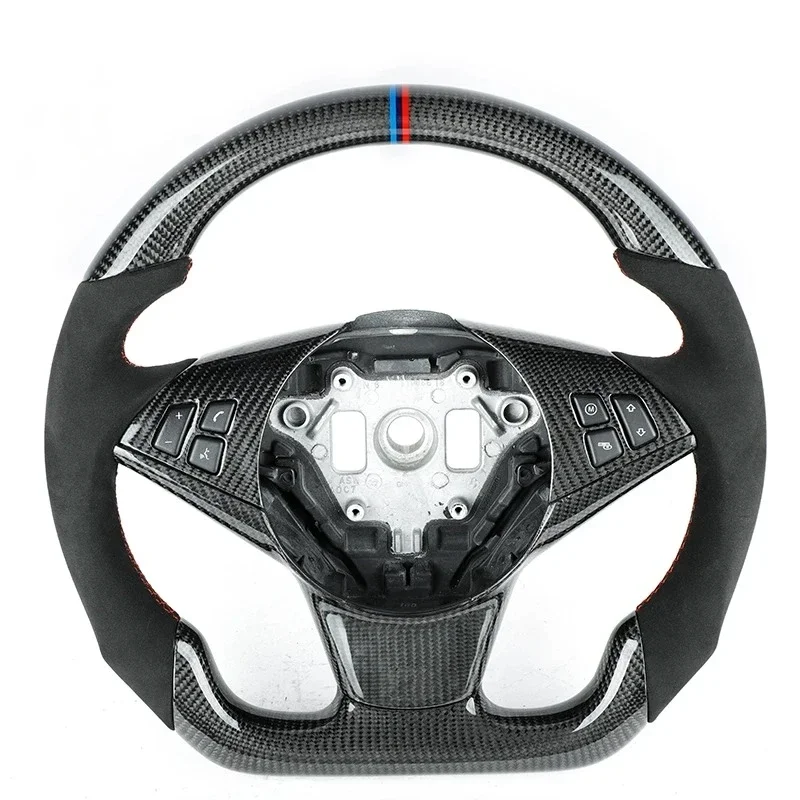 

E60 Steering Wheel Carbon Fiber Steering Wheel Gloss Top Carbon Stripe Fit for E60 M5 Steering Wheel