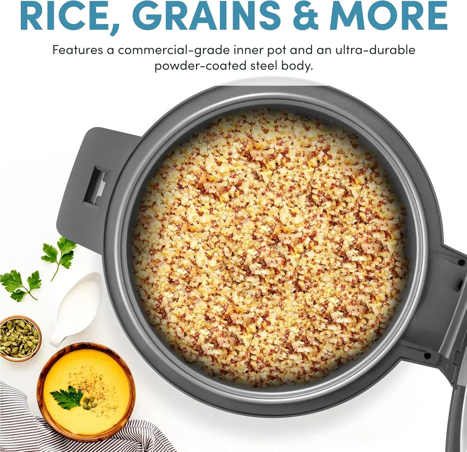 ของใช้ในบ้าน 60-Cup (ปรุงสุก) (30-Cup UNCOOKED) หม้อหุงข้าวเชิงพาณิชย์, ภายนอกสแตนเลส (ARC-1130S), สีเงิน