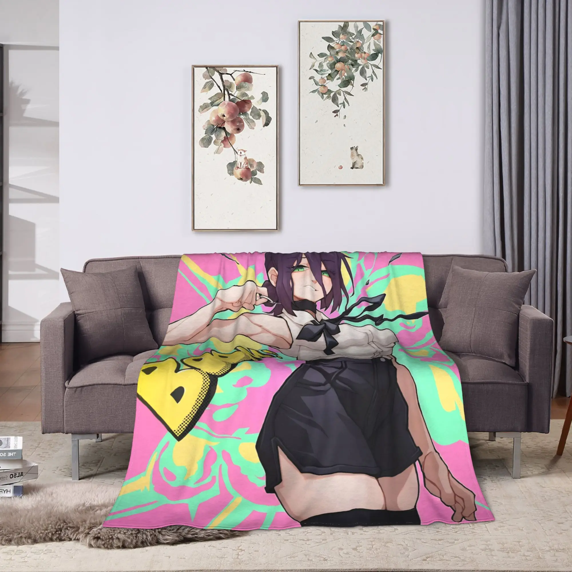 Chainsaw Man Reze   Blanket  Decorative Flannel Throw Blanket For Couch Chair Warm Soft Design Quality Bedspread Gift