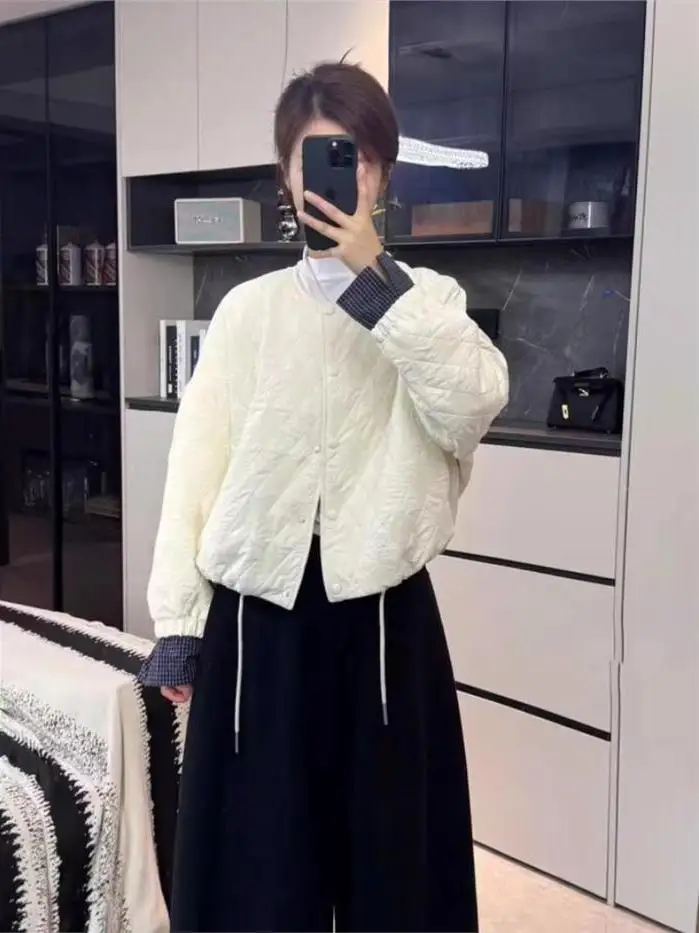 

Корейская женская хлопковая стеганая куртка свободного кроя, утепленная, осенняя новинка, с коротким рукавом, длинное пальто с капюшоном, с завязками