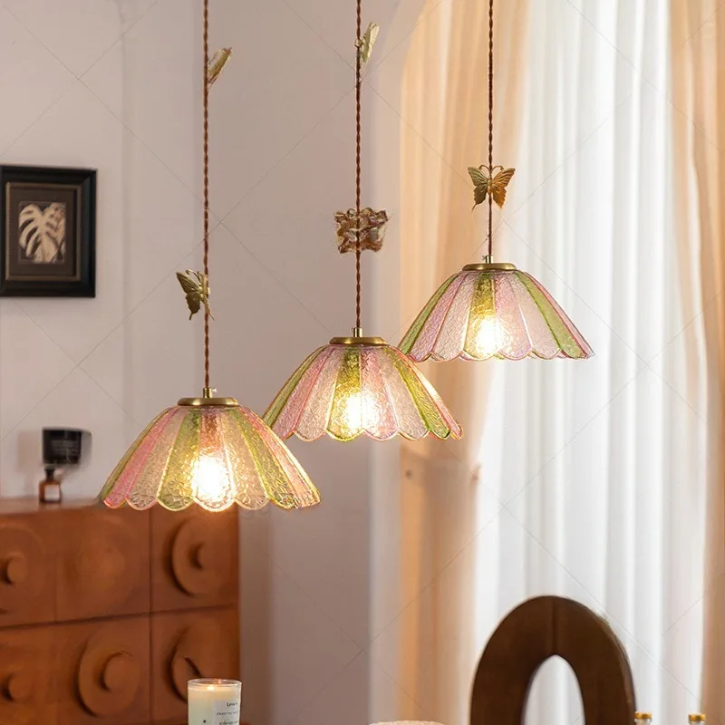 Restaurant chandelier colored ice crack dream dining table chandelier retro bar butterfly lamp