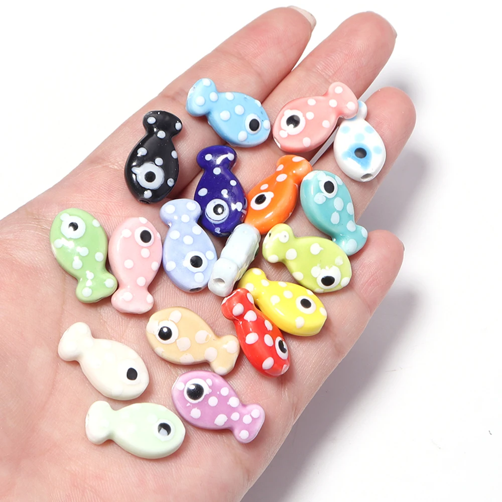 6pcs 11x19mm Fish-shaped Beads Ceramic Spacer Loose Porcelain Bead For Jewelry Making Findings DIY Bracelet Necklace Accessories image 5