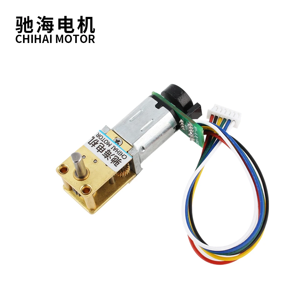 CHF-GW12T-N20ABHL DC 3V 6V 12V Metal Worm Gear Motor Model With Side Welding 7PPR Encoder For DIY