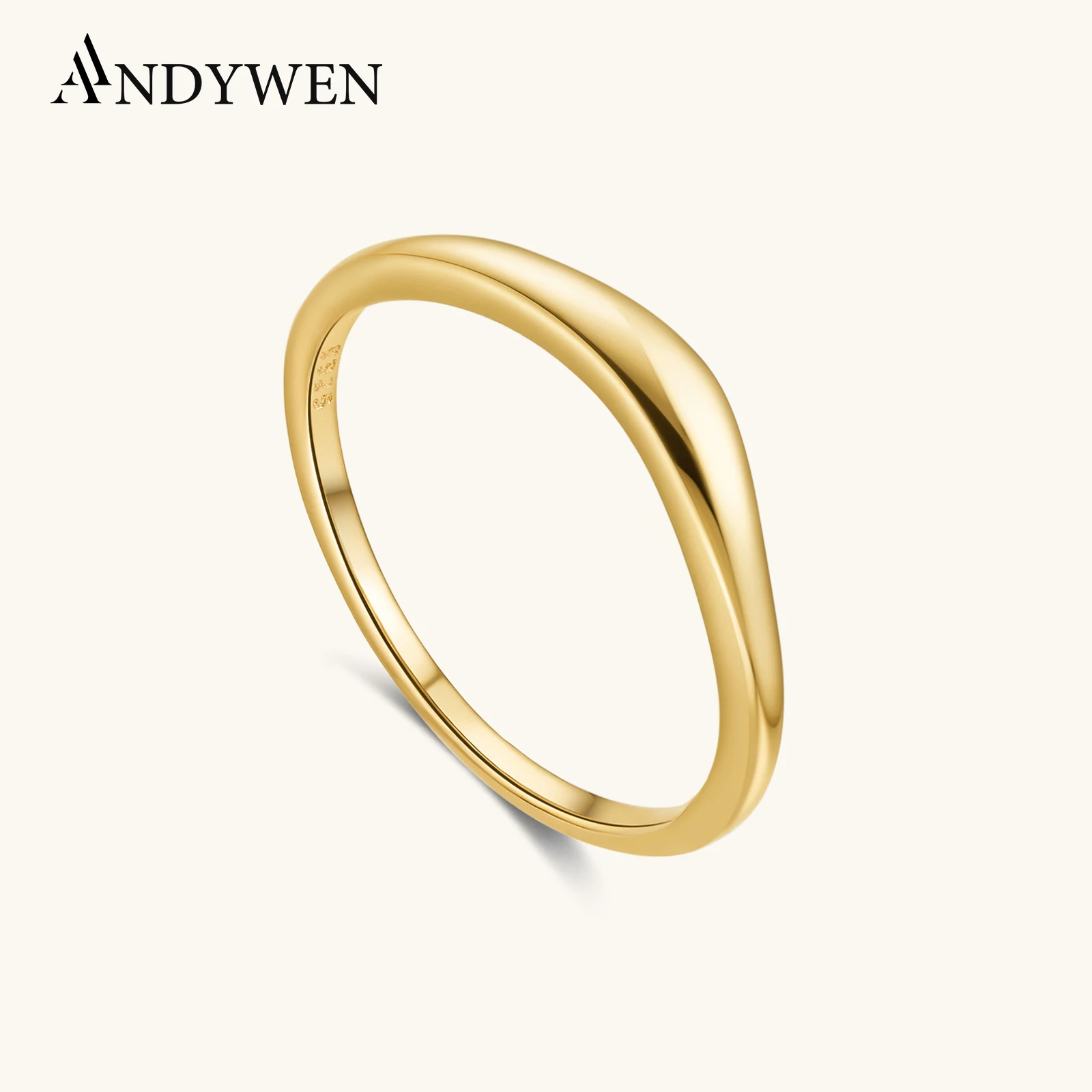 

ANDYWEN 925 Sterling Silver Plain Ring Minimalist - Eternal Symbol Couple Rings, Smooth Band for Women Daily Stacking