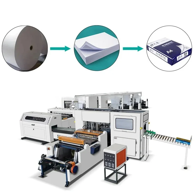 Manufacture Fully Automatic Roll To Sheet Cutting Paper Machine Factory Price A3 A4 A5 Size Paper Cutter and Packaging Machine