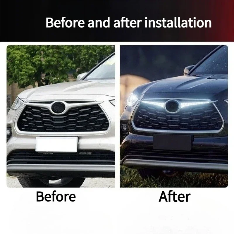 For Toyota Highlander 2022-2026 Led Front Grille Light Daytime Running Light Dymanic Turn Signal Light Modification Accessories