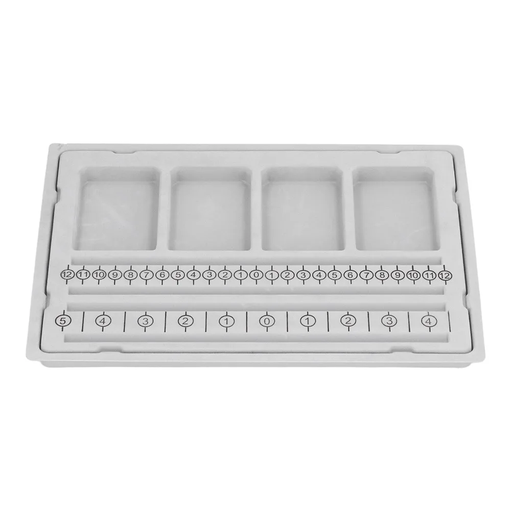 Multi Functional Beaded Measuring Board Grey Flocked Surface Mini Size Beading Board Portable 4 Recessed Compartments