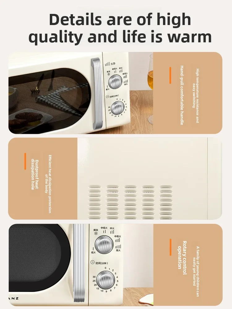 TQH 家庭用高価値レトロフラット電子レンジ小型マイクロスチームオーブンダブルノブメカニカル