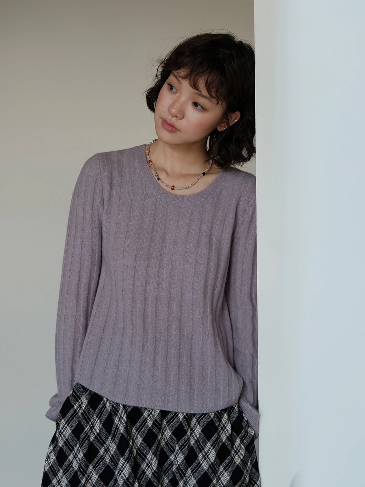 

Soft Botanique Cow Wool round Ne Sweater Tibetan Wool Crt Proced Warm Long Sve Knitted Sweater for Women