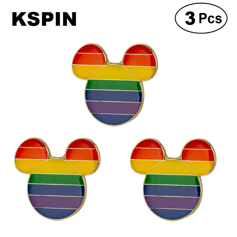 Rainbow Pride Flag Lapel Pins Badges Brooches 3pcs a lot