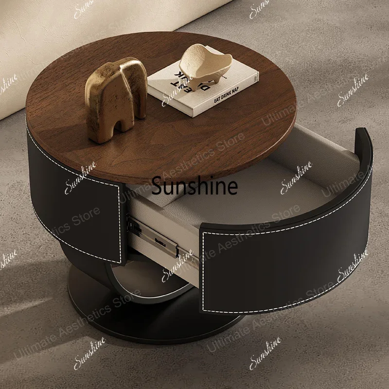 Round Style Premium Bedside Table Space Saving Modern Display Nightstand Quality Delicacy Mesitas De Noche Bedroom Furniture T*