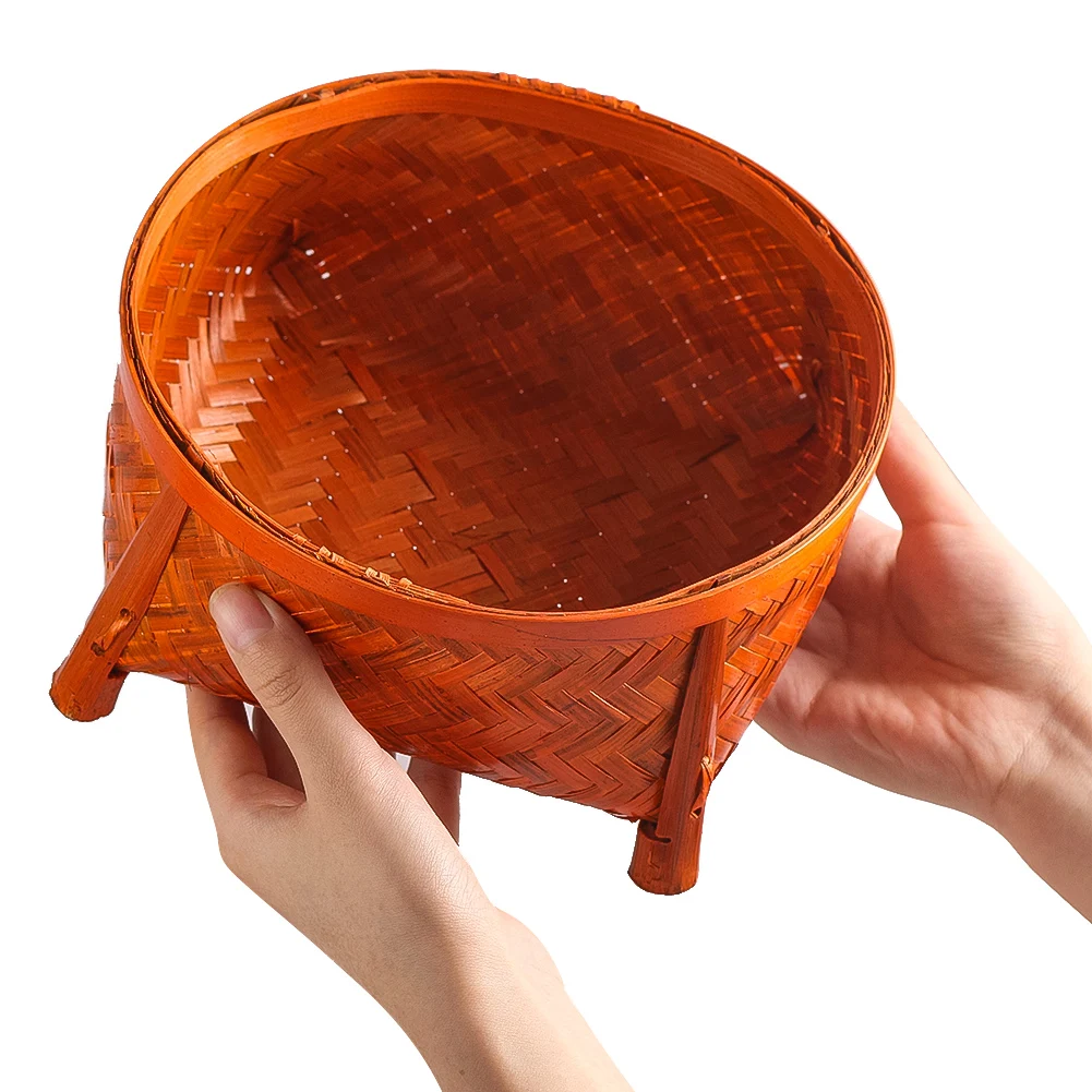 Chinese Non Heritage Handicrafts Traditional Natural Bamboo Storage Basket Exquisite Jewelry Display Stand 20x10cm Gift Box