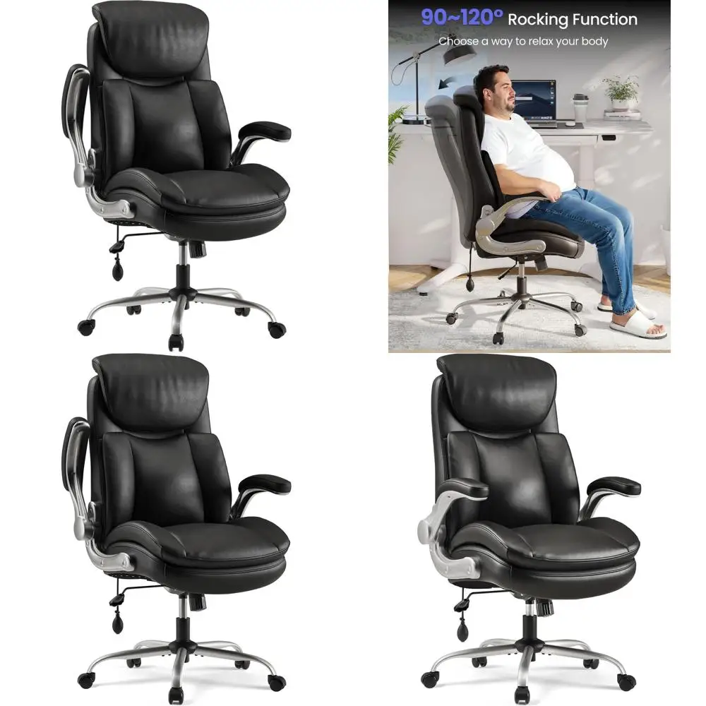 

Эргономичное офисное кресло для высоких и крупных людей с регулируемой поясничной опорой, широким сиденьем, толстыми подлокотниками, сертифицировано BIFMA