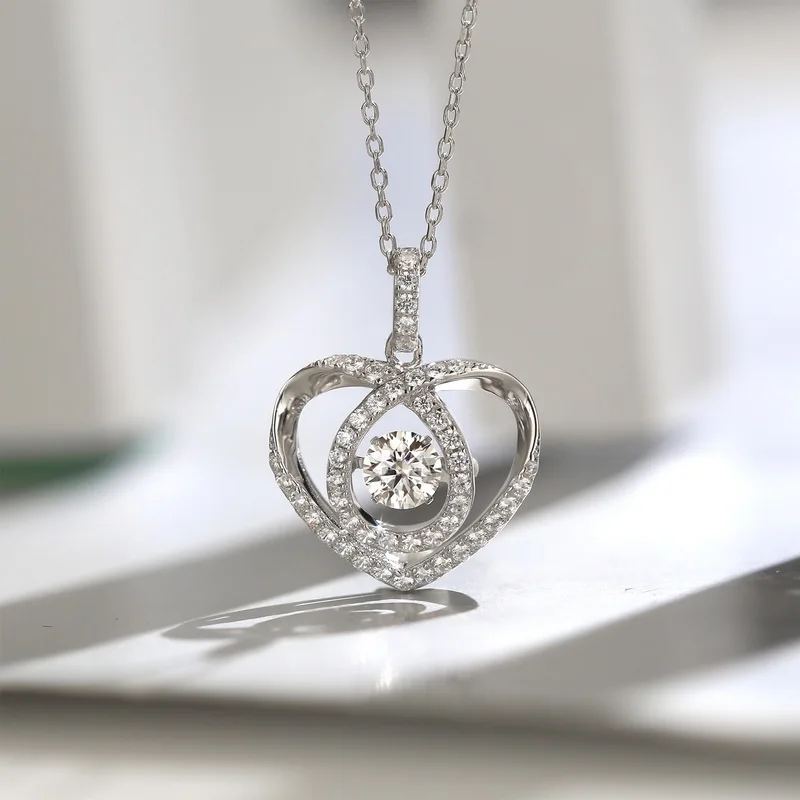 

Holycome Jewelry 38cm-50cm 925 Sterling Silver Gra heart Moissanite Pendant Round Cut Moissanite Moissanite Jewelry Factory