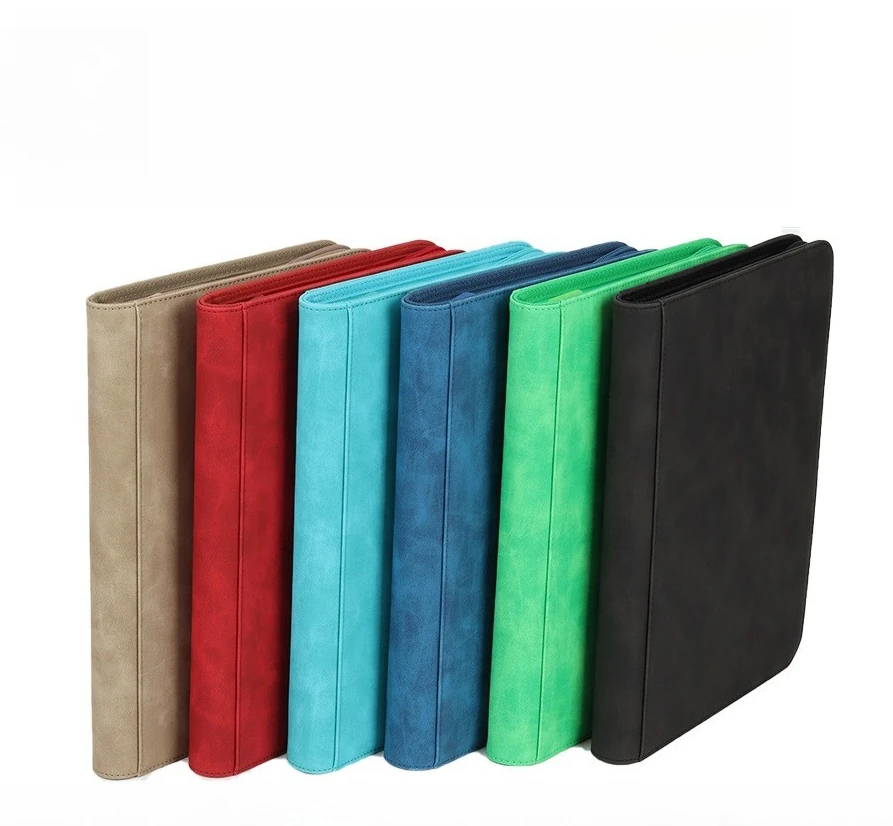 9-Pocket Zipper Card Album, PU Leather Denim Texture Binder, Trading Card Storage for Pokemon Game Cards Star Photo Collection