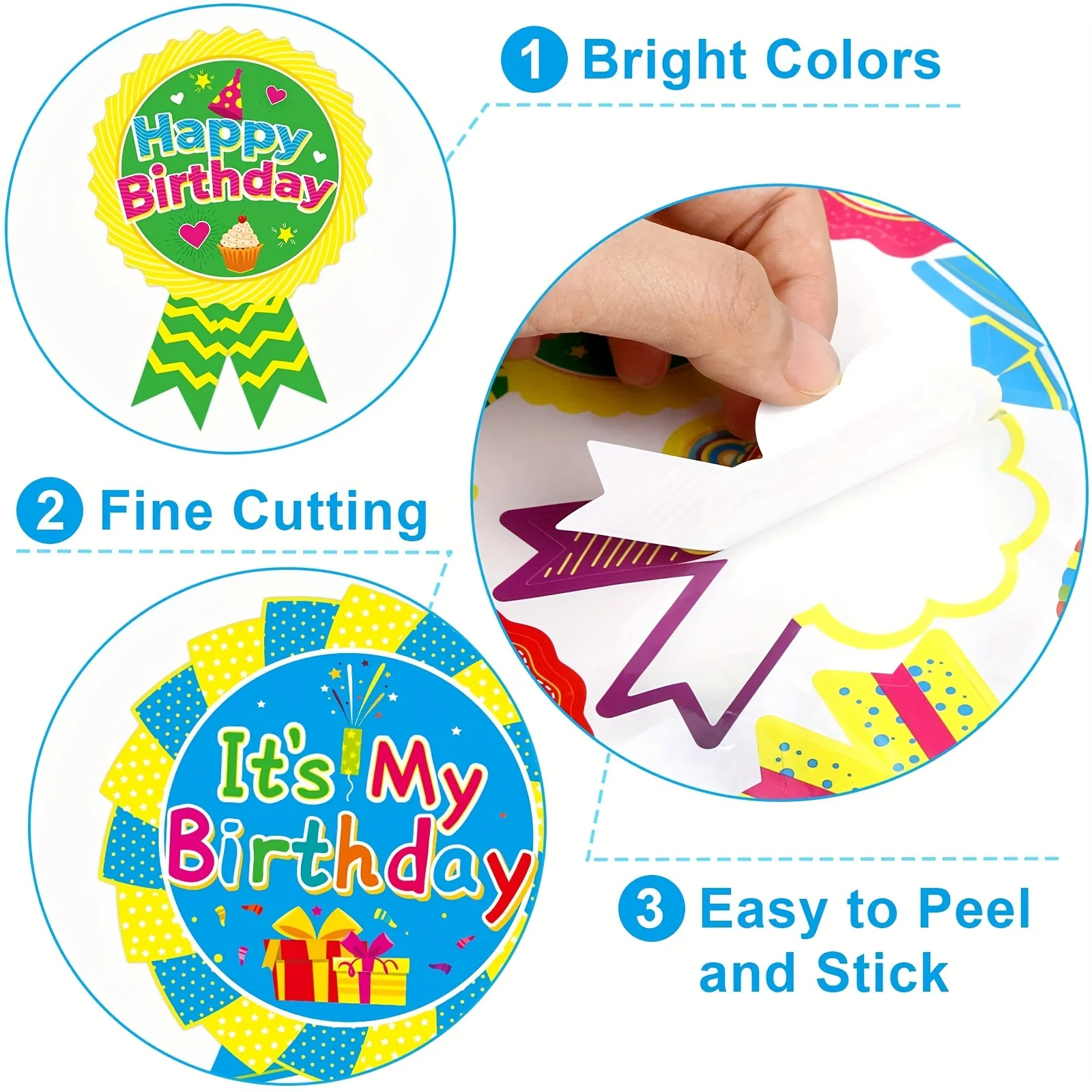 120 Pieces Happy Birthday Stickers Birthday Badge Stickers It\'s My Birthday Stickers Homeschool Birthday Party Decorations