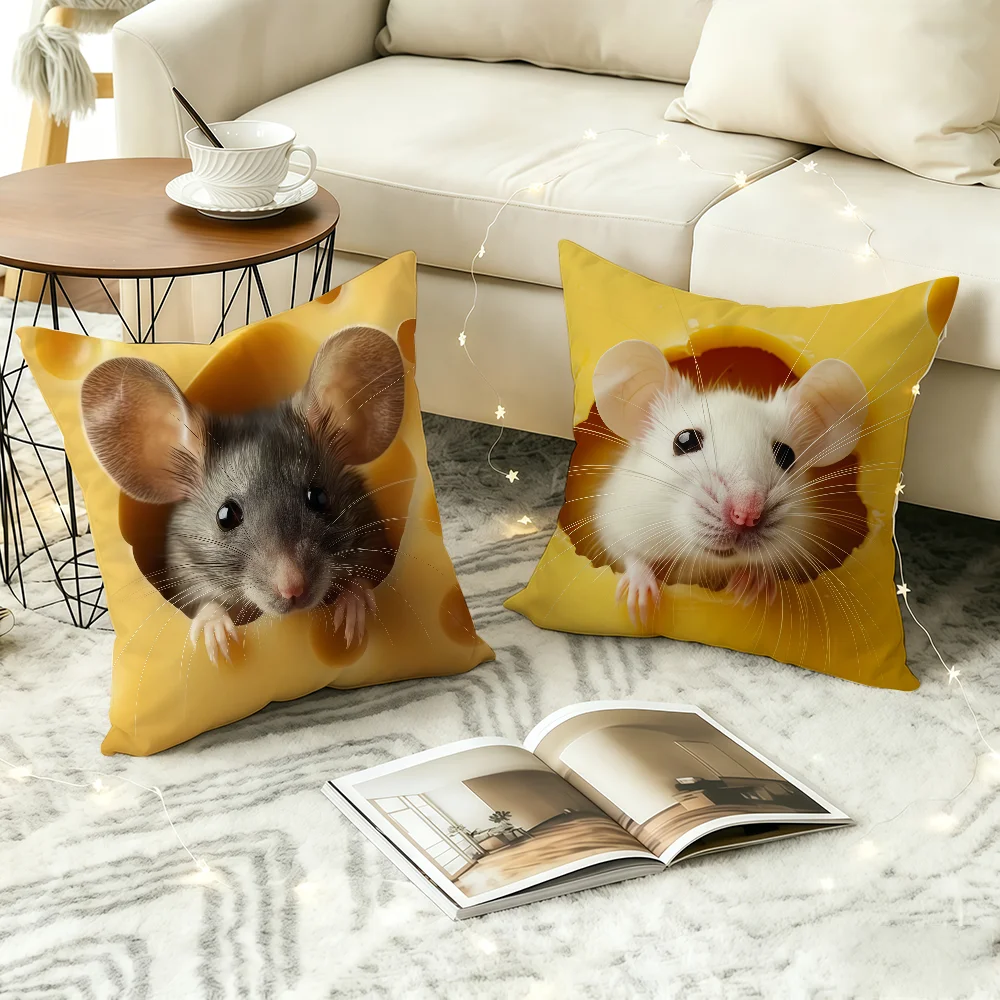 Cheese in Mouse cushion cover Comfortable Decorative For Bedroom Living room Dormitory Picnic and Holiday Decoration