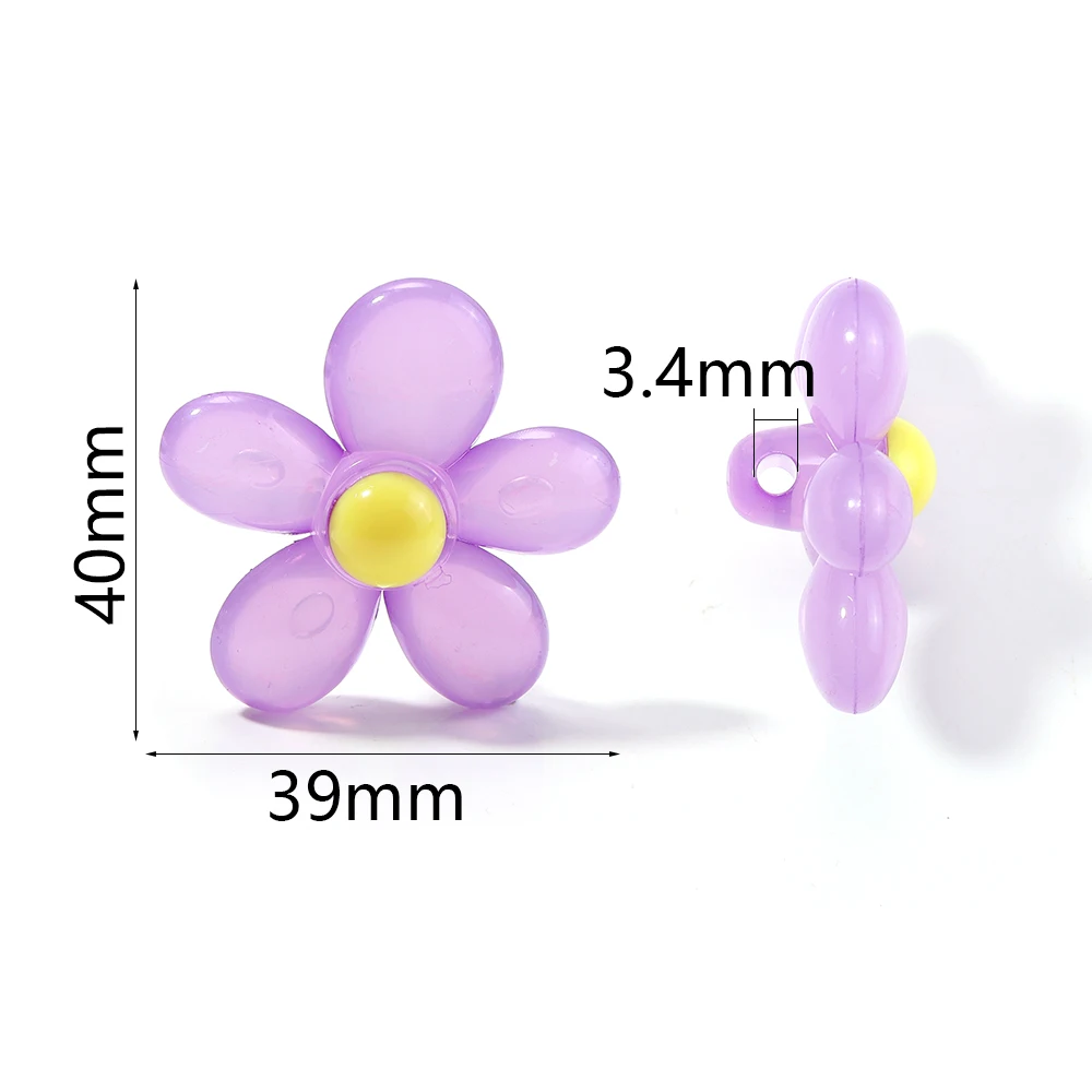 

10Pcs 39x40mm Acrylic Flowers Beads Five-Petaled Flowers Spacer Beads With Hole for Craft Making DIY Handmade Accessories