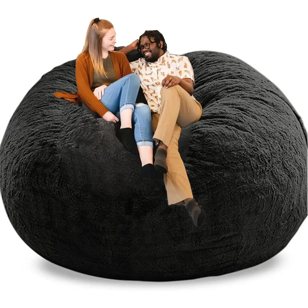 

Soft Velvet Bean Bag Chairs for Adults (Cover ONLY, NO Filler) 7ft Dark Grey Big Bean Bag Bed Oversized Lazy Couch