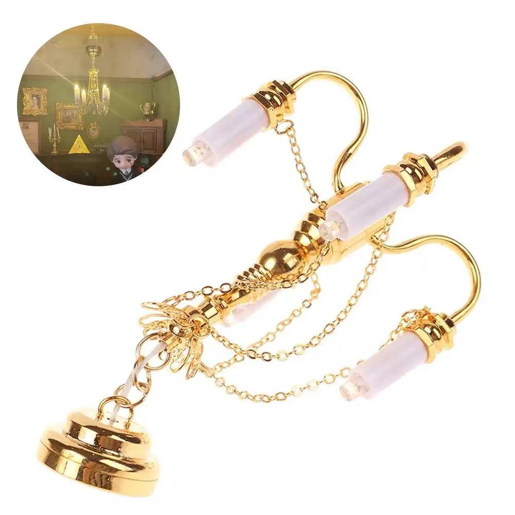 

1:12 куклы для кукольного домика House /OB11/ Mini Retro Small Lamp Decoration House Doll Cute Mini Luxury 4 люстра Gold T W3W9