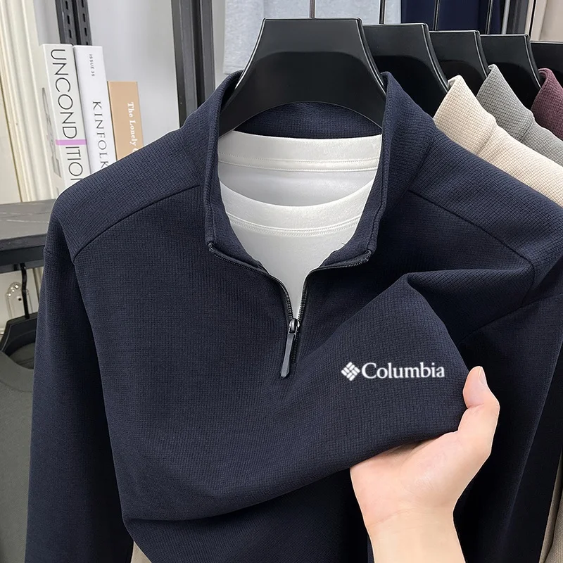 Herbst Neuer Komfortabler Samt-Pullover mit Reißverschluss und Halbhohem Kragen, Modischer Schriftzug, Exquisite Stickerei, Warmes Herren-Strick-T-Shirt – Detail 16