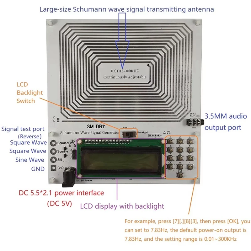 ABPQ-7.83Hz Generator gelombang persegi denyut resonansi Schumann 0.01 hz-300 Khz frekuensi Esolfeggio terus disesuaikan