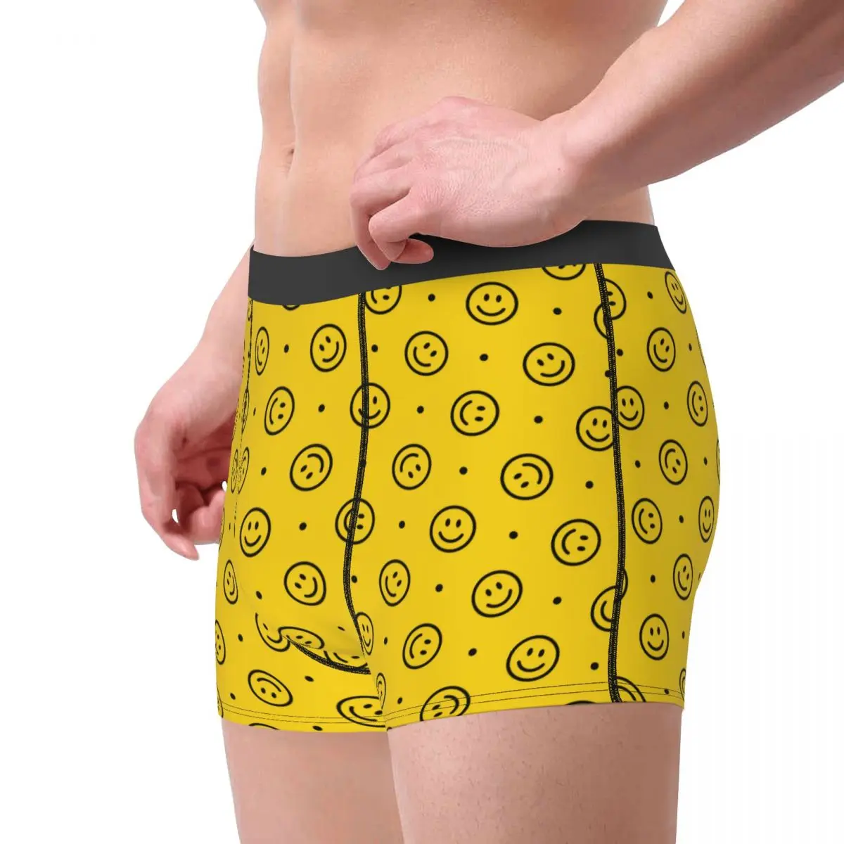 Men Smiling Pattern Boxer Briefs Shorts Panties Soft Underwear Homme Funny Underpants