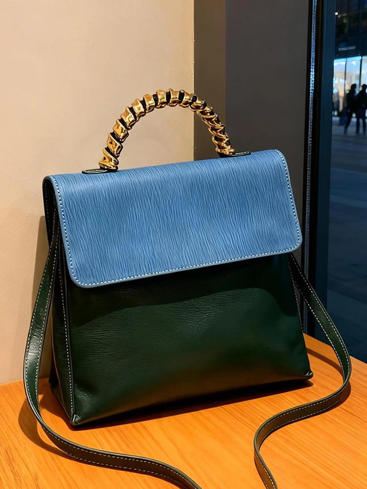 

Женская сумка Color-Blo из натуральной кожи, новинка 2025 года, роскошная маленькая квадратная сумка через плечо, на одно плечо, ручная сумка-сэтчел