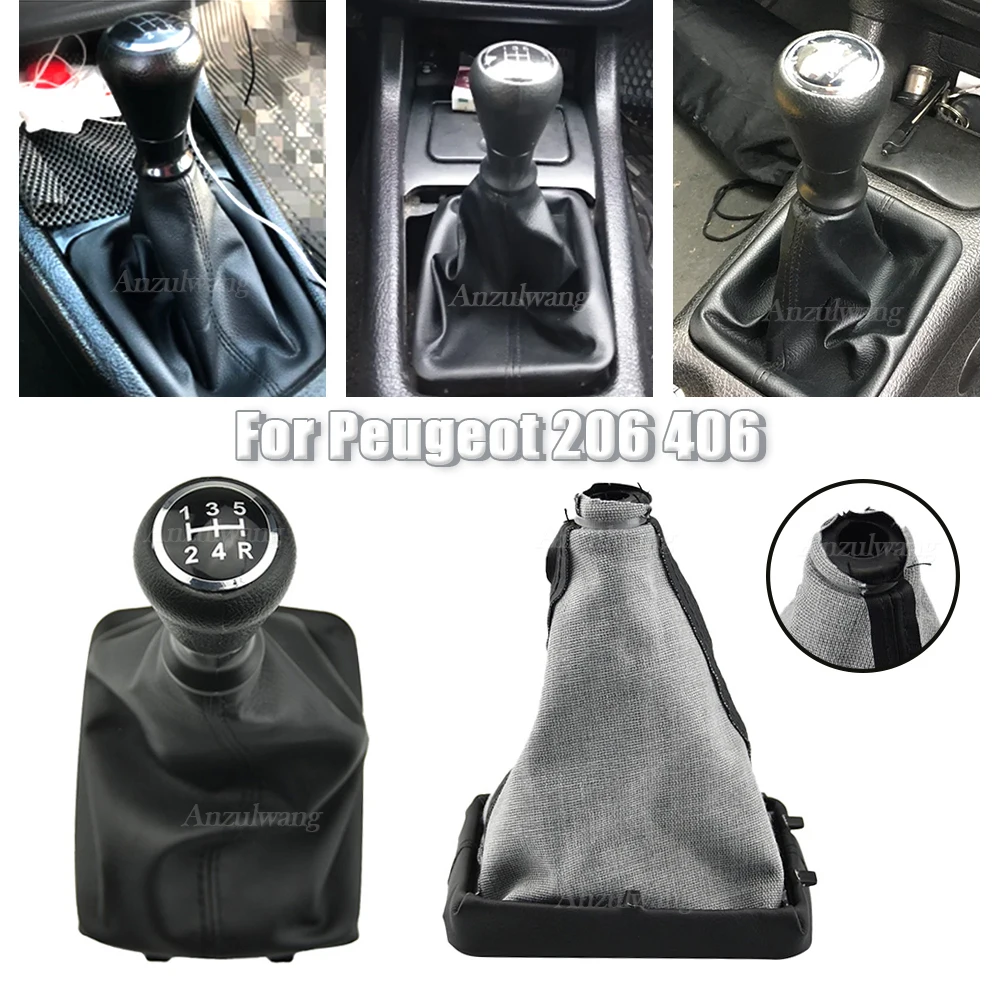 

Leather / ABS Car Gear Shift Knob For Peugeot 206 406 Boot Dust Boot Cover Gaiter Collors 5 Speed Accessory