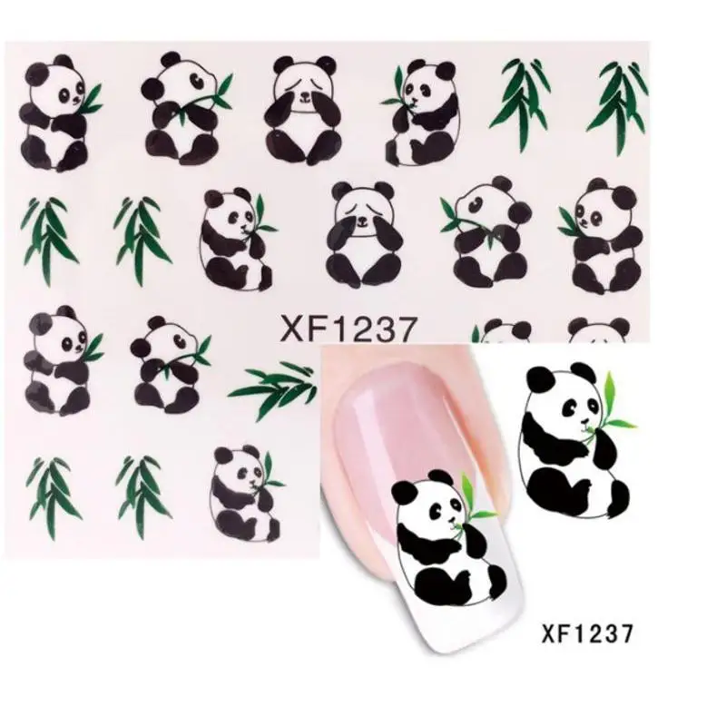 5 folhas novo design impressão de transferência de água etiqueta da arte do prego decalques panda bonito diy unhas ccreative animais dedo adesivo suprimentos