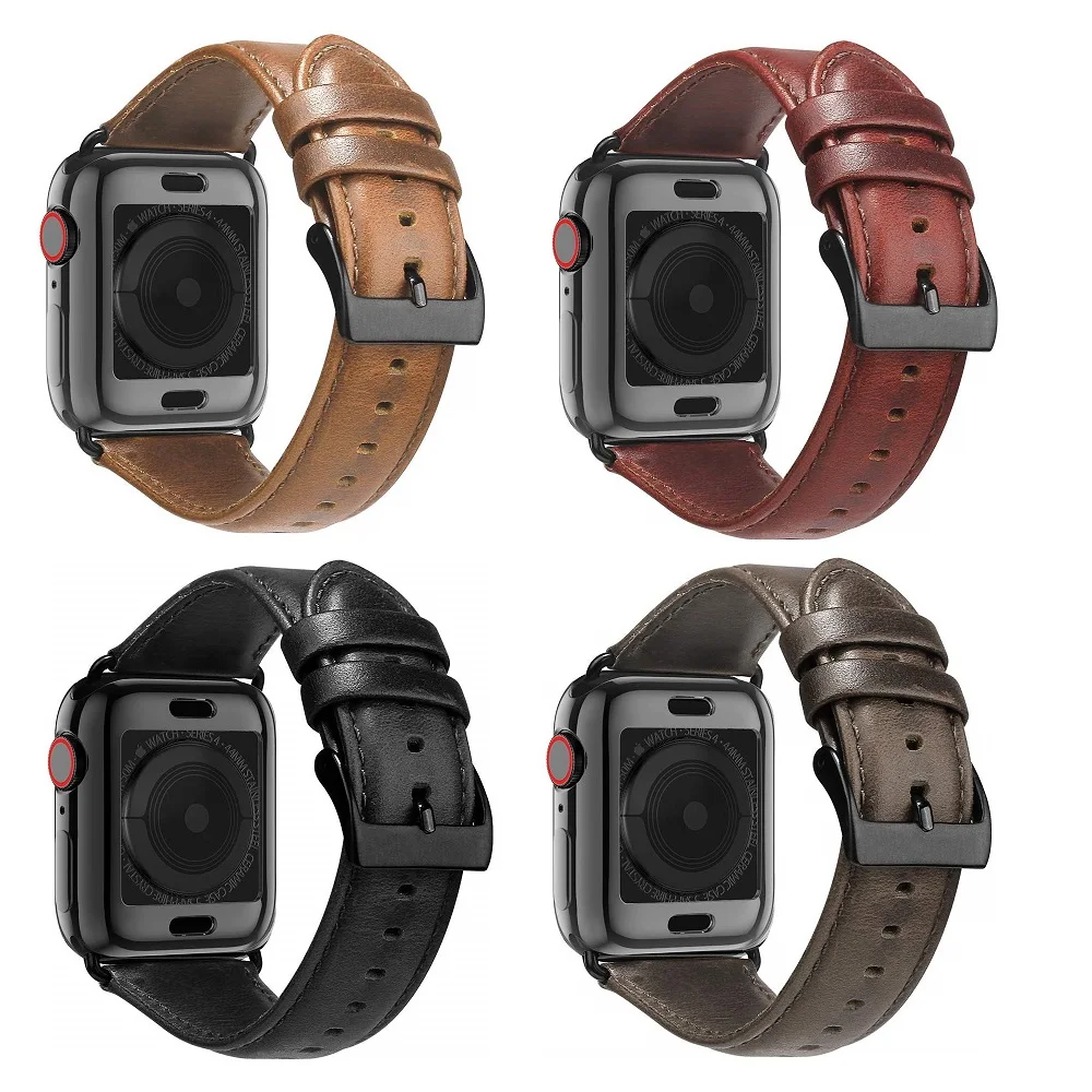 Bracelet en cuir pour Apple Watch, 44mm, avec étui, pour iWatch série 4 5 40mm