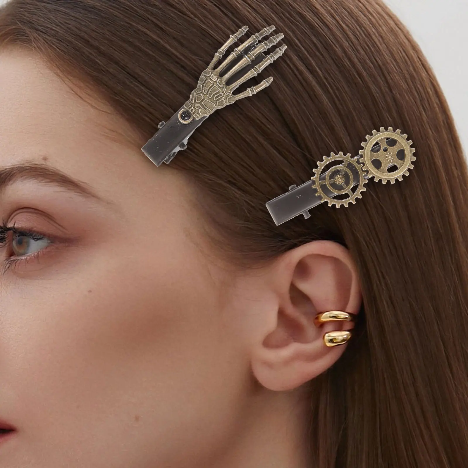

2 Pcs Vintage Hairpin Small Hairpins Steampunk Clip Metal Halloween Accessory Clips for Women Woman
