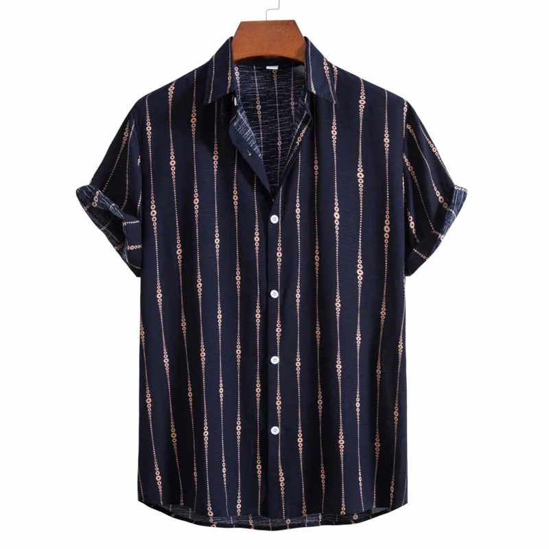 

2023 Fashion camisas y blusas Designer Hawaiian Shirts For Men Blouse Tops Striped Pattern Short Sleeves Button Fly Shirt