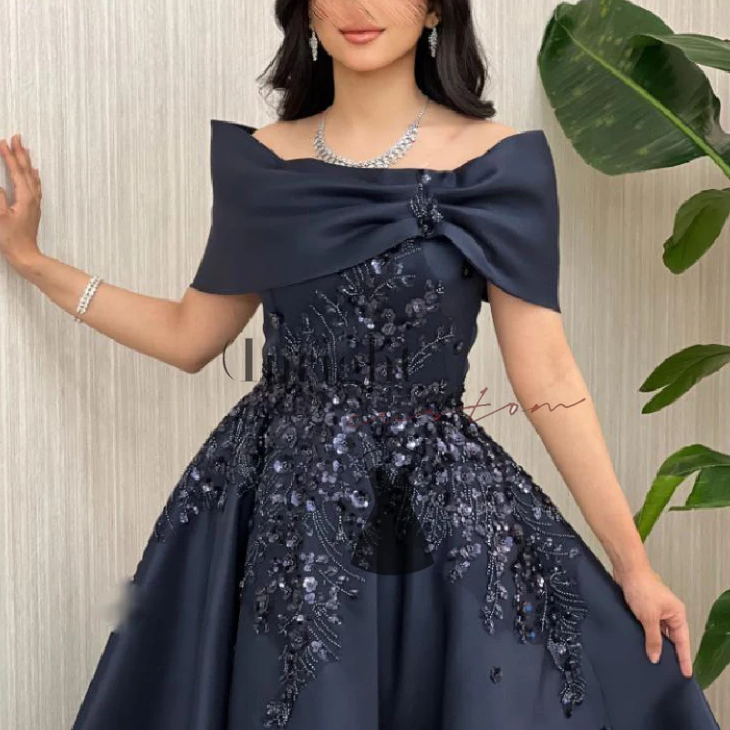 aliexpress navy blue dress Navy Blue Prom Dresses Long Sleeve Eightale Navy Blue Evening Dress Satin Long Sleeves Sequin Customized Belt Prom Gowns Wedding Party Dress Vestidos De Noch AliExpress 320