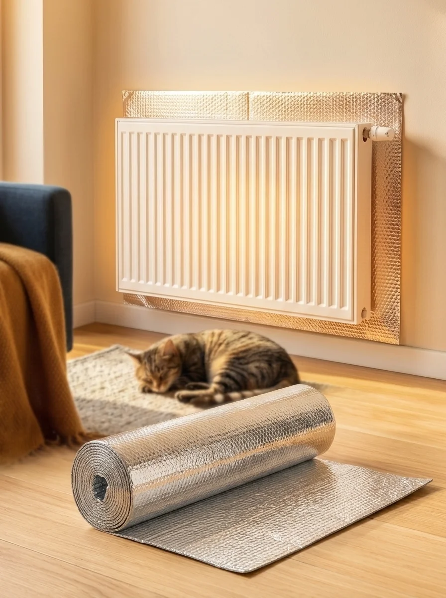 Heat‑Saving Radiator Reflector Foil 60x500cm Aluminum Bubble Insulation Sheet Reduce Heat Loss for Wall Behind Radiator Home