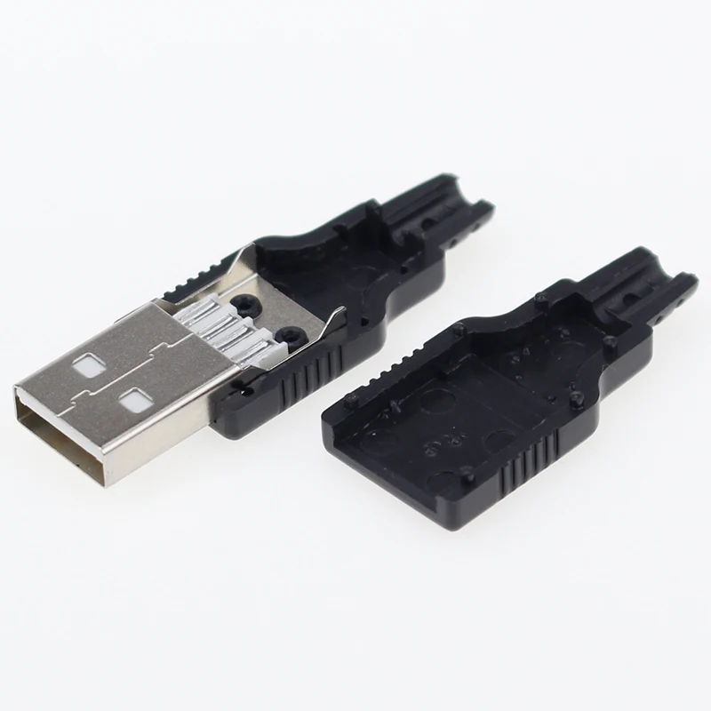 Imc Hot Nieuw (5Pcs Mannelijk + 5Pcs Vrouwelijk) Usb 4 Pins Stekker Connector Met Zwarte Plastic Hoes