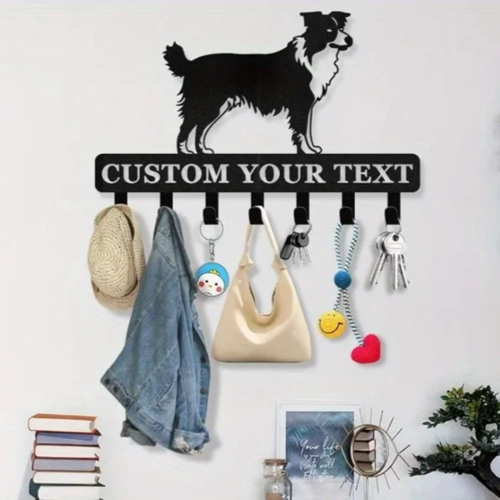 

Personalized Dog Leash Holder Metal with Custom Name Key Hooks Wall Organizer for Dog Accessories and Entrance Storage Rack