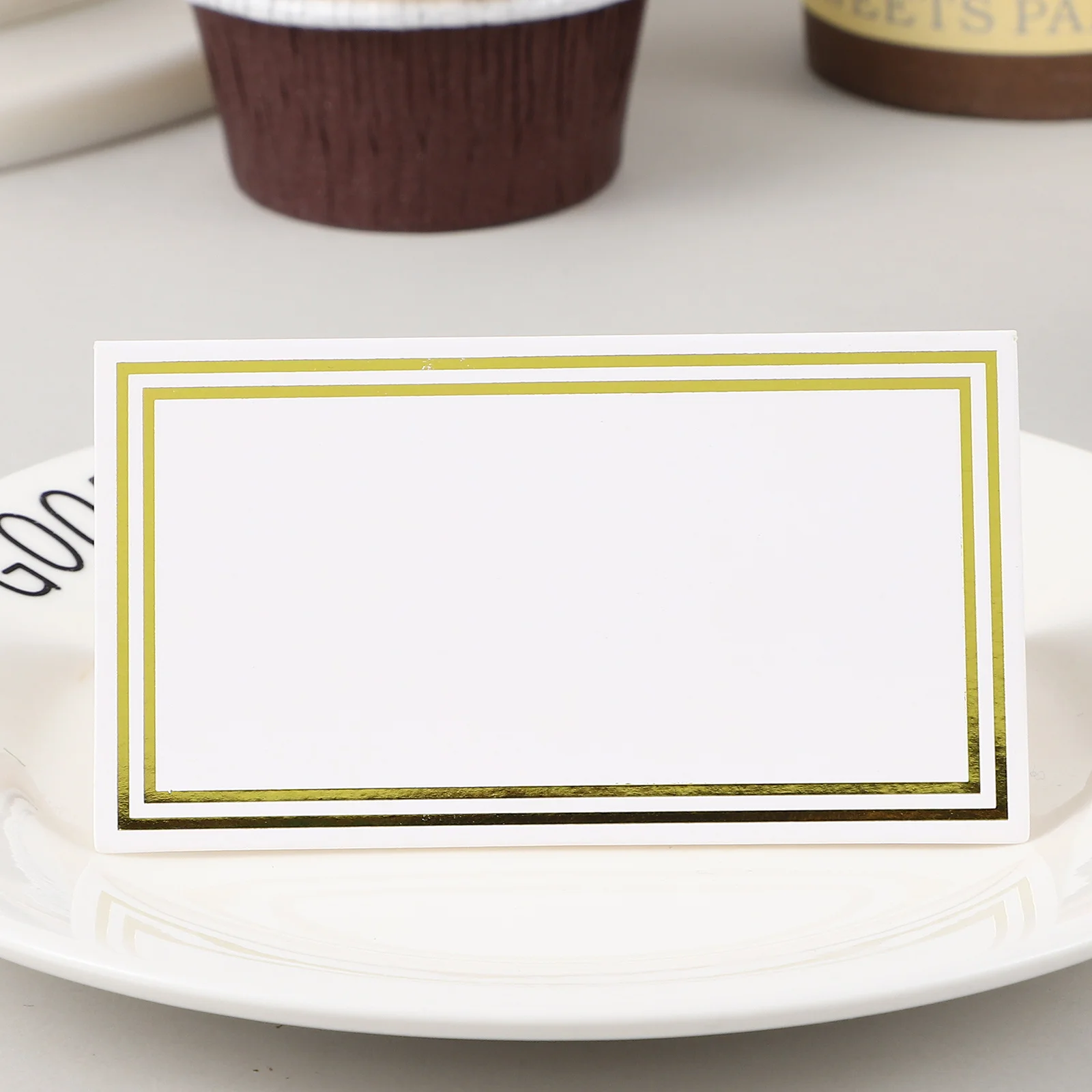

60 pcs Table Paper Thick Bronzing Edges 3D Design For Weddings Banquets Parties Place Cards For Table Setting Seat Cards Guest