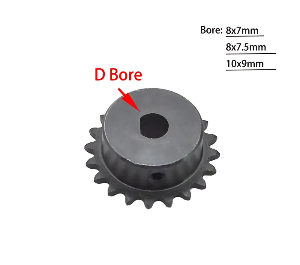 산업용 스프로킷 휠 모터 체인 드라이브 스프로킷, 04C 체인 기어 D 보어, 8*7/8*7.5mm, 10*9mm, 45 # 스틸 20-30 톱니, 1 개