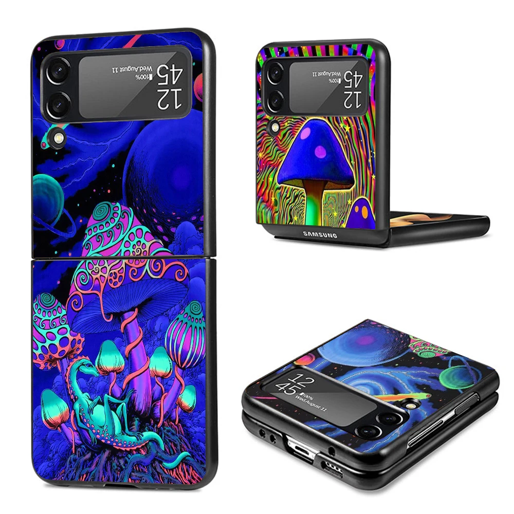 Weird Mushroom Psychedelic Phone Case For Samsung Galaxy Z Flip3 Flip4 Flip5 Flip6 PC Shell For Z Flip 3 4 5 6 Hard Folding Art