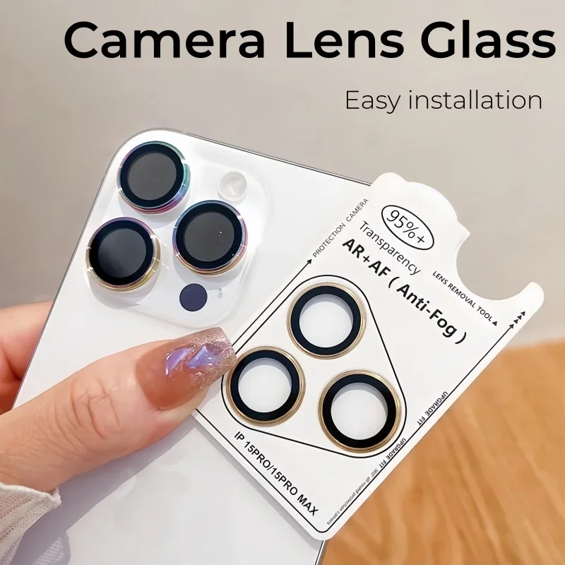 2-3Pcs Easy Install Remove Camera Protector For IPhone 17 16 15 Pro Max For 14 Plus Metal Ring Lens Glass Back Lens Cover Cap