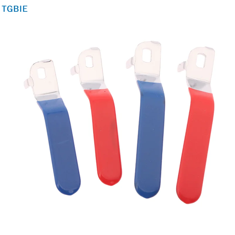 [TL][Y]1pcs Valve Handle Lever Handle Iron Chrome Plated Replacement Quarter Turn With Plastic Grip Blue For DN20 Ball Valve