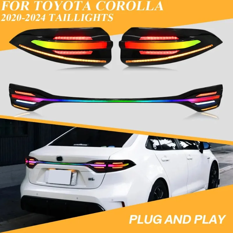 

Для Toyota Corolla 2020-2024 RGB светодиодные задние фонари, комплект из 3 предметов с последовательным указателем поворота