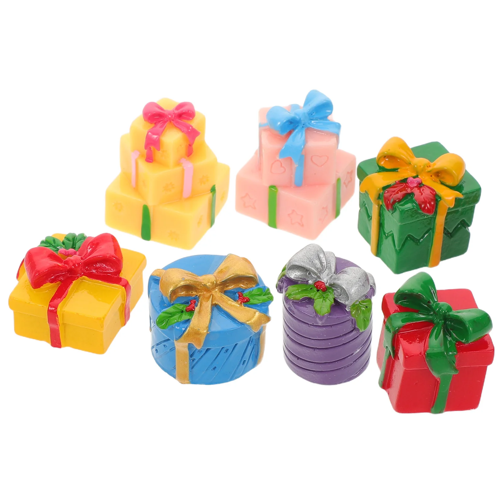 

7 Pcs Decorative Mini Gifts Boxes Ornament Christmas Themed Figurines Party Favors Cute Ornaments Festive