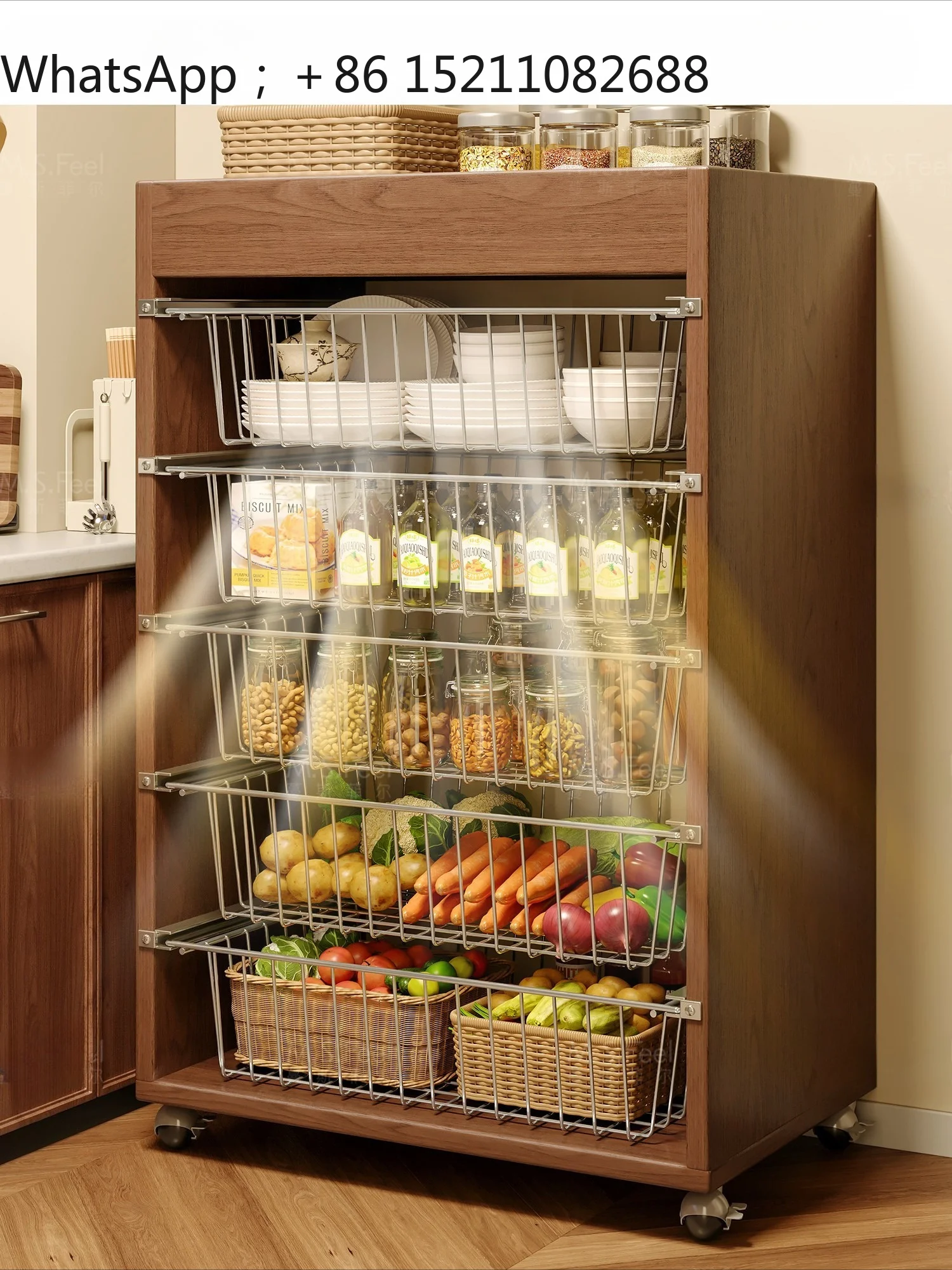 LLY kitchen rack multi-layer vegetable basket trolley multi-functional household removable snack storage rack
