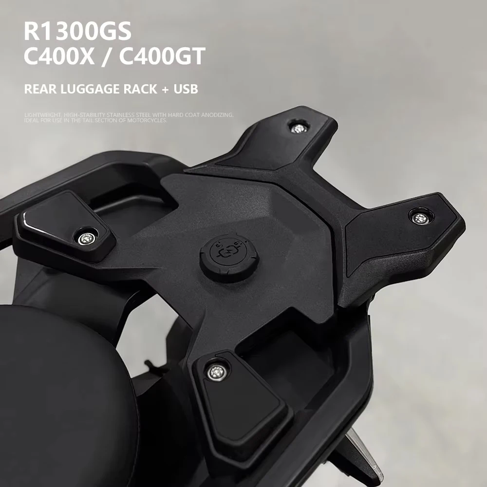 

Motorcycle Accessories Rear Box Tail Rack Luggage Top Case Bracket Holder USB interface For BMW GS1300 R1300GS C400GT C400X 2025