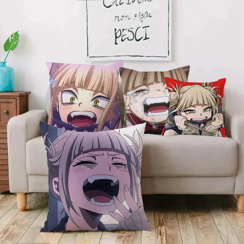 My Hero Academia Himiko Toga Pillow Covers Cartoon Sofa Decorative Home Double-sided Printing Short Plush Cute Cushion Cover